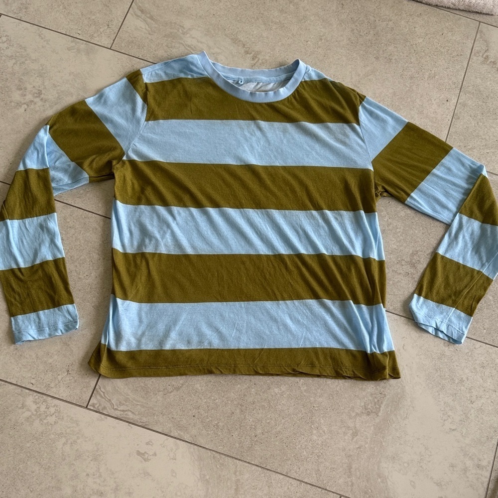 Cynthia Rowley Blue and Olive Striped Sweatshirt - Picture 5 of 6